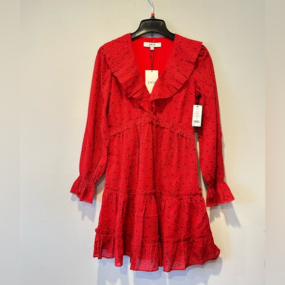 JOIE ADANSON 💯% Cotton MINI DRESS IN TRUE RED PLUM PERFECT, Size 6 - Picture 9 of 13